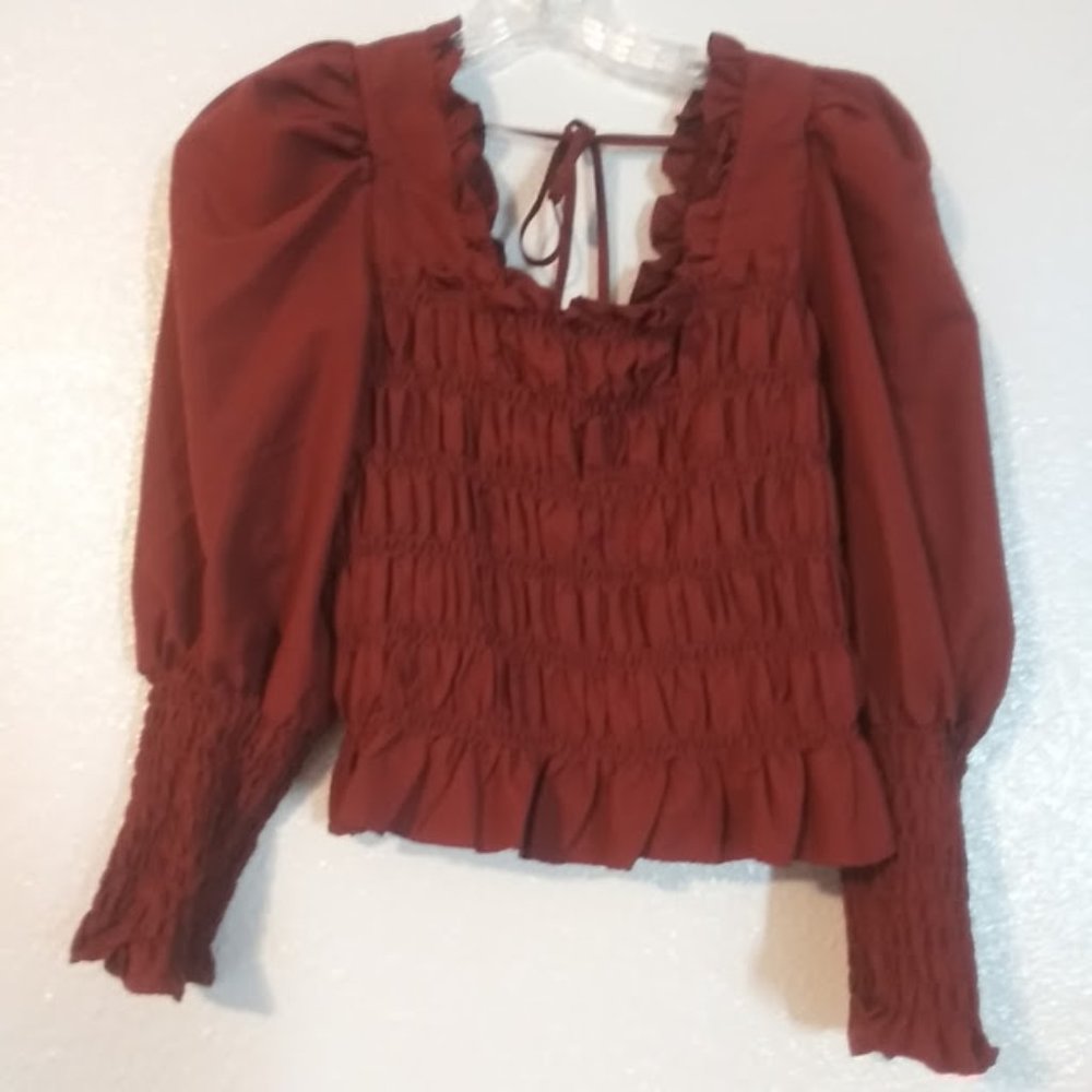 Milk & Honey women's size L rust colored long sleeve blouse